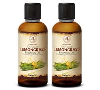 Huile Essentielle De Lemongrass 2x100 ml - Cymbopogon Flexuosus - pour Diffuseur et Lampe Aroma - le Savon et les Bougies - Sauna - Parfums d'Intérieur - Arôme frais - Aromathérapie