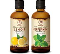Huile Essentielle De Menthe Poivrée Et Huile Essentielle De Citron - Set 2 ¿ 100 Ml ¿ Mentha Piperita ¿ Citrus Limon ¿ Huiles Pures Pour Diffuseur, Lampe Et Aromathérapie ¿ Coffret Cadeau