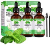 Huile essentielle de menthe poivrée Huile capillaire Huile pour la peau Huile de massage Huile aromatique 100% pure Bio Vegan, 3x 60ml