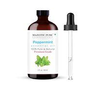 Huile essentielle de menthe poivrée pure Majestic avec compte-gouttes en verre - 2 fl oz - Huile de menthe poivrée 100% pure et naturelle - Huiles essentielles de qualité supérieure pour diffuseur