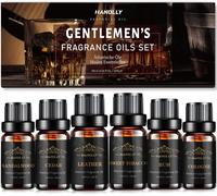 Huile Essentielle Hommes 6x10ml, Huiles Essentielles Naturelle Pour Diffuseur Bougie, Massage, Yoga, Spa- Cèdre, Tabac Doux, Bois De Santal,Cologne, Cuir, Rhum