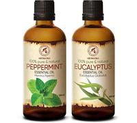 Huile Essentielle Menthe Poivrée 100ml Et Huile Essentielle Eucalyptus 100ml - Kit Huiles Essentielles Aromathérapie Pour Le Diffuseurs - Huiles De Bain