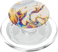 Huile Liquide Glitch à Motif d'encre Blanche, Bleue et Orange PopSockets PopGrip pour MagSafe