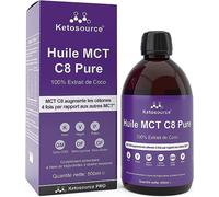 Huile MCT C8 | Augmente Les Cétones 4 Fois Par Rapport aux Autres MCT | Cétogène, Paleo & Végétalien | Bouteille en Plastique Sans BPA | Ketosource® (500ml)