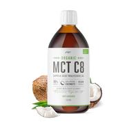 Huile MCT C8 Bio 500 ml (Verre) - 99%+ C8 Pressée à Froid - Booste les Cétones 4X Plus Que les Autres MCT - Issue de Sources Durables par Alpha01