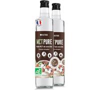 Huile MCT Pure C8 C10 BIO (2 x 500 ml) 100% Pure par Distillation | Nutribe Laboratoire en France | Concentration, Bien-Être cérébral, Intestin, Soutien du Métabolisme