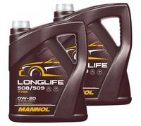 Huile Moteur 2x 5 Litre 0W-20 Mannol Longue Vie Ll Api Sp VW 508 00 509 00 GM