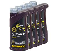 Huile Moteur 4-Takt 20W40 Mannol 5x 1 Litre pour Yamaha Fz FJ FJR YZF FZR Mz