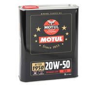 Huile moteur MOTUL Classic 20W50 additivée au zinc ZDDP et molybdène pour 2CV et dérivés - minérale - 2 Litres