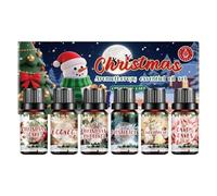 Huile parfumée de Noël - 6 pièces d'huile diffuseur d'aromathérapie | Parfum pour fête, sucre d'orge, canneberge, moule, savon, bougie, adultes, salon, chambre à coucher