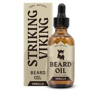 Striking Viking Huile à barbe pour hommes - Formule biologique naturelle avec huiles d'arbre à thé, d'argan et de jojoba pour hommes - Favorise la croissance, adoucit et hydrate (Vanille)