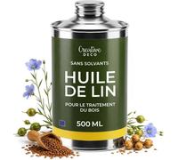Huile pour bois - CREATIVE DECO - Huile de lin 500 ml - Cire de carnauba - Sans solvant - Vegan