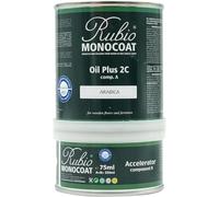 Huile pour bois Rubio Monocoat 14 m² - Arabica | Oil Plus 2C | Huile de lin pour bois écologique à séchage rapide pour l'intérieur, avec accélérateur (partie B) | Protecteur | 350 ML