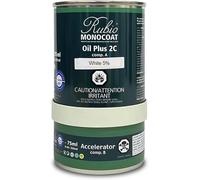 Huile pour bois Rubio Monocoat 14 m² - Blanc 5% | Oil Plus 2C | Huile de lin pour bois écologique à séchage rapide pour l'intérieur, avec accélérateur (partie B) | Protecteur | 350 ML