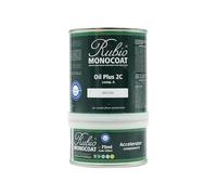 Huile pour bois Rubio Monocoat 14 m² - Moka | Oil Plus 2C | Huile de lin pour bois écologique à séchage rapide pour l'intérieur, avec accélérateur (partie B) | Protecteur | 350 ML