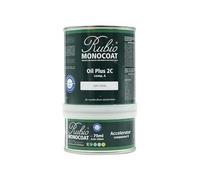 Huile pour bois Rubio Monocoat 14 m² - Naturel | Oil Plus 2C | Huile de lin pour bois écologique à séchage rapide pour l'intérieur, avec accélérateur (partie B) | Protecteur | 350 ML