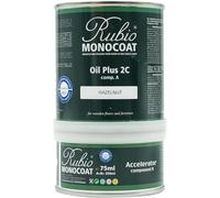 Huile pour bois Rubio Monocoat 14 m² - Noisette | Oil Plus 2C | Huile de lin pour bois écologique à séchage rapide pour l'intérieur, avec accélérateur (partie B) | Protecteur | 350 ML