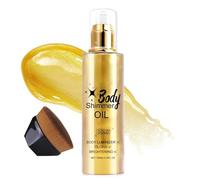 Huile pour le corps - 100 ml - Avec pinceau de maquillage - Huile éclaircissante liquide à paillettes fines - Idéale pour la plage et le look sexy - Développe le contour du corps - Pour une peau
