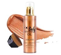 Huile pour le corps - 100 ml - Avec pinceau de maquillage - Huile éclaircissante liquide à paillettes fines - Idéale pour la plage et le look sexy - sculpte le contour du corps - Pour une peau