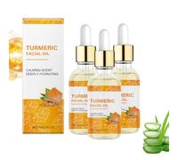 Huile pour le visage au curcuma, sérum à la vitamine C, soin éclaircissant du visage pour éclaircir la peau, améliorer les taches les plus foncées, réduire les rides et ridules inégales (3 pièces)