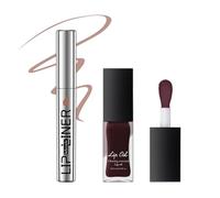 huile pour les lèvres teintées et peel-off - Kit de tatouage de crayon à lèvres et d'huile à lèvres teintée, non collant et hautement pigmenté, huile nourrissante pour gloss à lèvres, longue durée#3&3