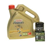 Huile pour moteur à 4 temps de Castrol Power 1 Racing avec filtre à huile Hiflo HF204 - Pour Yamaha, Triumph, Kawasaki, Honda, Arctic Cat Cat.