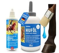 Huile pour sabot de cheval avec pinceau + soin de la fourchette - Prévention de la pourriture de la fourchette I Soin du sabot Gel Croissance de la corne I Teinture I Pommade sabots secs 480ml 100ML