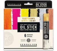Huile stick - Extra-fine - Solide - Sennelier - 6 couleurs fluo et métalliques