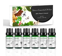 Huiles Essentielles Épice Mumianhua Aromathérapie Set Huile Essentielle Hiver pour Diffuseur, Peau, Bougies, Savon(Fenouil, Poivre Noir, Litsea Cubeba, Noix de Muscade, Gingembre, Cannelle) 6x10 ml