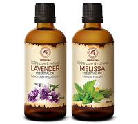 Huiles Essentielles Lavande 100ml & Mélisse 100ml pour Diffuseurs - Aromathérapie - Sauna - Pure et Naturelle - Lavandula Angustifolia & Melissa indicum