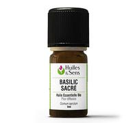 Huiles & Sens Basilic Sacré Bio Huile Essentielle - 100% Pure Certifiée Bio - Ocimum sanctum - Arôme Épicé et Herbacé - Inde - 5 ml