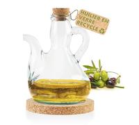 Huilier en Verre pour Huile d'olive | Distributeur Huile d'olive | Bouteille Recipient pour huiles vinaigre | Bouteille Huile Olive Bec verseur Huile d'olive vinaigrier cuisine (500 ML CORKBASE)
