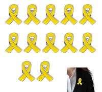 HUILLIGHT Lot de 12 Pin's Ruban Jaune Épingle de Sensibilisation Ruban Jaune Contre Le Cancer Épingle Soutien Santé Mentale Broche Métal pour Événements Solidaires Collecte de Fonds Cadeau