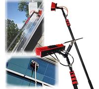 HUIMOZ Brosse de Nettoyage télescopique pour Panneaux solaires avec Manche en Aluminium de 7,2 m et tête de Brosse de 35 cm - Idéale pour Les serres et Les toits - Outil de Nett