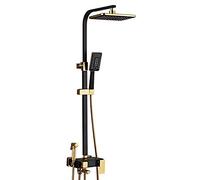 HUIMOZ Ensemble de Douche carré en Laiton Noir et Or à Affichage numérique Intelligent, Robinet de Douche à Jet supérieur, système de Douche relevable avec Pistolet pulvérisate