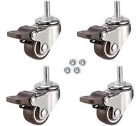 HUIMOZ roulettes pivotantes universelles de 50 mm, Filetage M8, vis M10, Boulon M12, avec Frein, Caoutchouc Silencieux, pour Chariot de Table, 4 avec Frein, M8 x 20 mm (Frein +