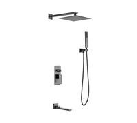 HUIMOZ Système de Douche, pommeau de Douche à Effet Pluie de 10 Pouces avec Ensemble combiné à Main, Ensemble de Robinet de Douche Mural Complet avec Valve en Laiton et Bec de b