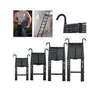 HUINI Échelle télescopique en aluminium de 3,2 m avec crochet amovible antidérapant - Échelle multifonctionnelle extensible - portable pour loft/toit d'escalade/travail intérieur & extérieur (noir)