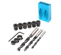 HUIOP 14pcs Kit de gabarit de Trou de Poche 8mm 10mm Guide de Forage d'angle à 15 degrés Outil de Travail du Bois Trou incliné Trou de gabarit Perforateur Localisateur Jig Foret Outils de menuiserie