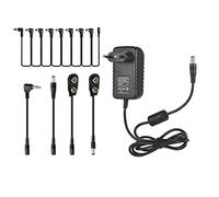 HUIOP Adaptateur d'alimentation d'effets de guitare CP-07B DC 9 V 1 A avec câble de chaîne de marguerites à 8 voies Câbles de polarité inversée Câbles de clip de batterie, source d'alimentation