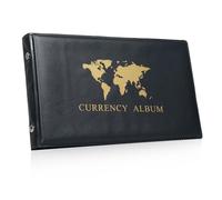 HUIOP Album de Collection de devises,Album de Collection de Billets de Banque à 40 Pochettes, 20 Feuilles de Porte-Billets en Dollars Transparents, Couverture Rigide en Cuir PU, Fournitures de