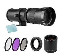 HUIOP Appareil photo MF Super Téléobjectif Zoom F/8.3-16 420-800mm T Mount + Ensemble de filtres UV/CPL/FLD + 2X téléconvertisseur 420-800mm + Bague d'adaptation T2- de remplacement pour Canon EF-moun