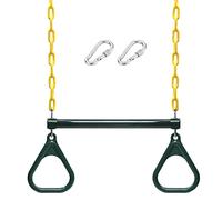 HUIOP Balançoire avec barre et anneaux de trapèze pour patio à usage intensif avec chaînes et mousquetons recouverts de plastique de 47", balançoires suspendues