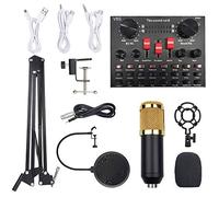 HUIOP BM800 Carte son en direct multifonction Kit d'enregistrement audio Noir et doré