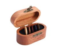 HUIOP Boîte de Support de Plectres Guitare en Bois Sapele, Ensemble 10 Plectres, Accessoires Musique, Cadeau pour Guitaristes, Organisateur Bijoux