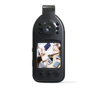 HUIOP Caméra corporelle 2K avec enregistrement audio et vidéo, mini caméra portable, écran de 1,3 pouces, objectif grand angle 120°, vision nocturne infrarouge, batterie intégrée avec clip arrière