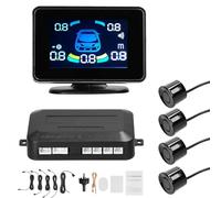 HUIOP Capteur de stationnement de Voiture,Capteur de stationnement de Voiture Système de radars de recul Support Avant et arrière Avertissement sonore/Buzzer/Muet avec 4 capteurs de stationnement