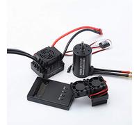 HUIOP Carte de programmation ESC sans balais étanche 3660 3300 KV 80 A avec dissipateur thermique de moteur pour voiture télécommandée 1/8, ESC sans balais 80 A