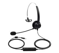 HUIOP Casque avec microphone, casque d'ordinateur filaire USB avec microphone universel pour centre d'appel de bureau, casque unilatéral, contrôle du volume, suppression de la sourdine, convient pour
