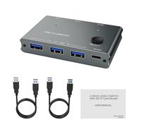 HUIOP Commutateur de transmission partagée haute vitesse USB 3.0, 2 entrées et 4 sorties, interface multifonction, large compatibilité, Plug and Play, partage efficace, compatible USB